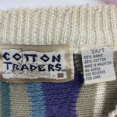 Vintage Cotton Traders 3D Knit Crewneck Sweater Size 3X/T Coogi Style