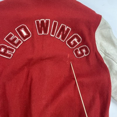 Vintage Detroit Red Wings Shain Wool Varsity Jacket Size Medium 90s NHL