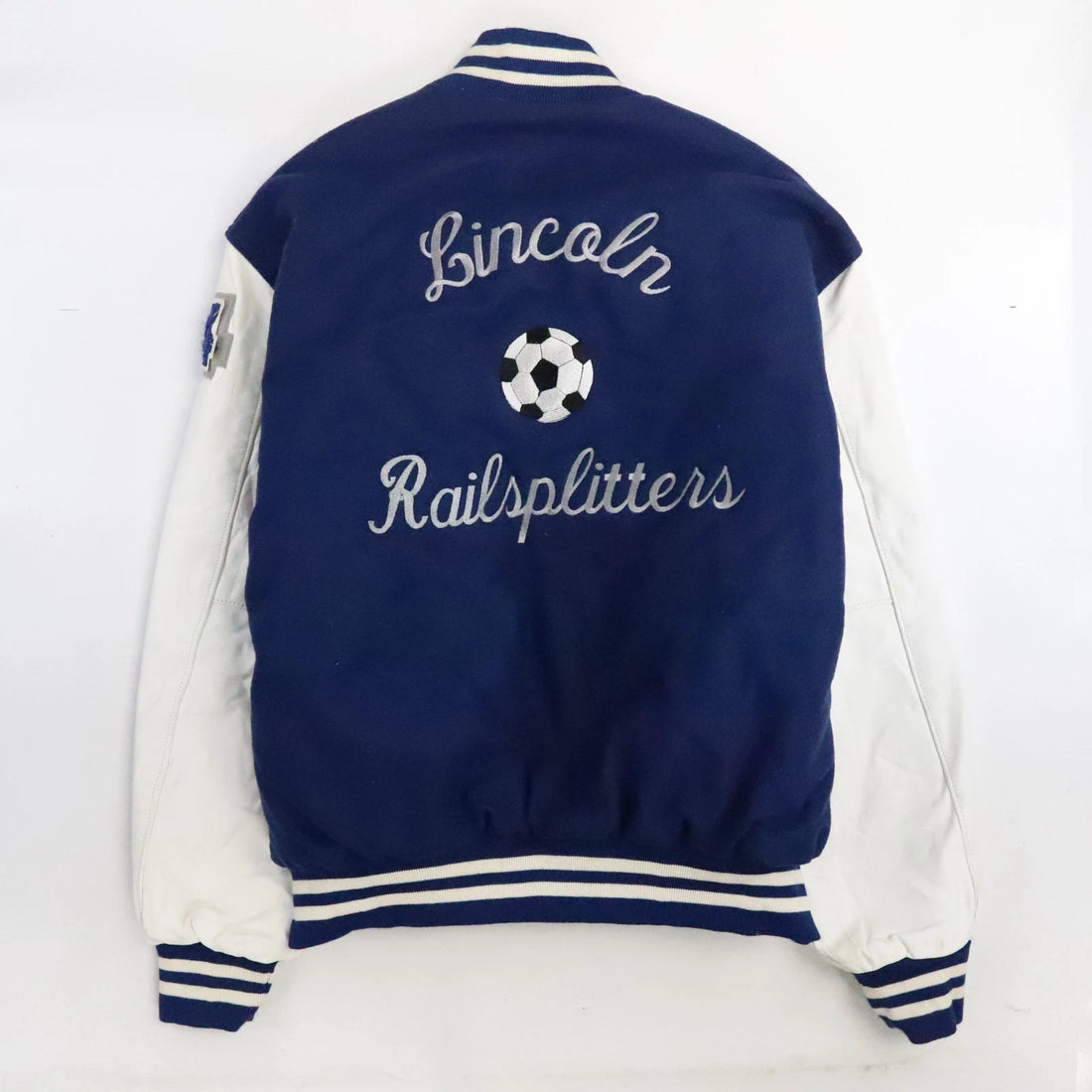 Vintage Lincoln Railsplitters Soccer Leather Wool Varsity Jacket Size 2XL