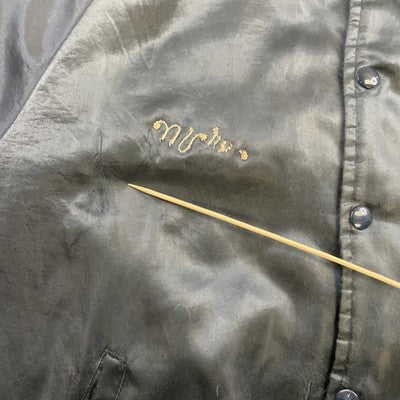 Vintage Players Satin Bomber Jacket Size Medium Blue