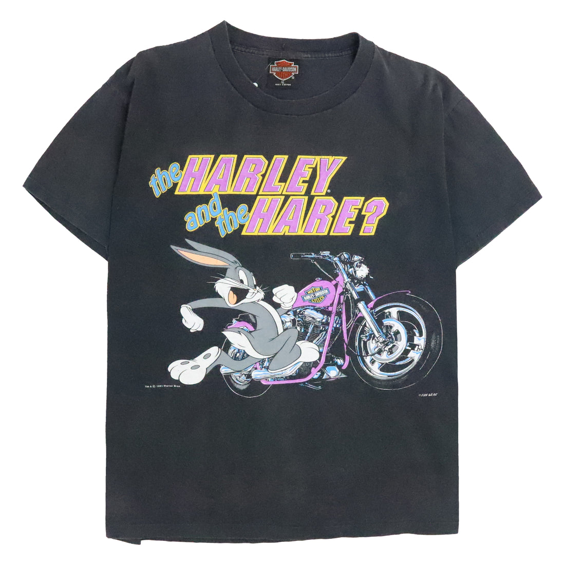 Vintage Harley Davidson Motorcycles Bugs Bunny Hare T-Shirt Size Large 1993 90s