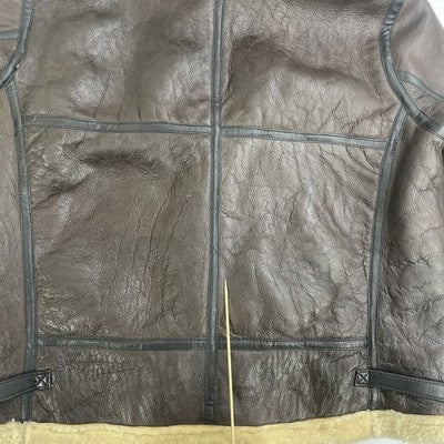 Sheepskin Shearling Leather Coat Jacket Size 2XL Brown