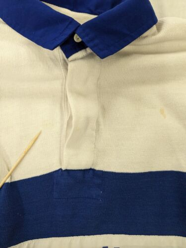 Vintage Benetton Rugby Long Sleeve Shirt Size XL White Blue 80s