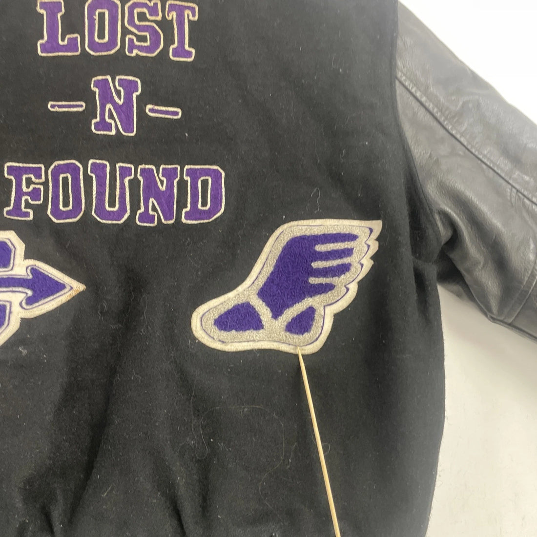 Vintage CMA Lost N Found Leather Wool Varsity Jacket Size XL