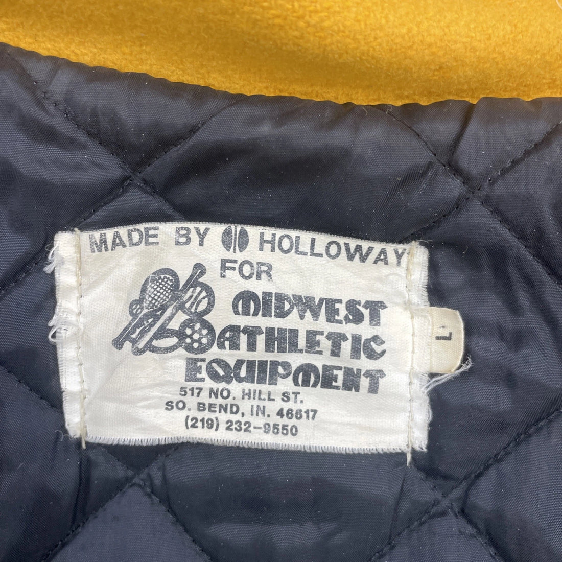 Vintage Holloway Leather Wool Varsity Jacket Size Large Green Yellow