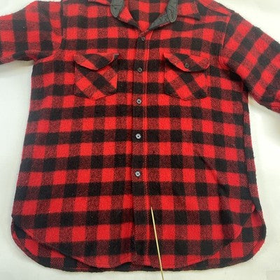 Vintage Woolrich Wool Button Up Shirt Size Large Buffalo Plaid