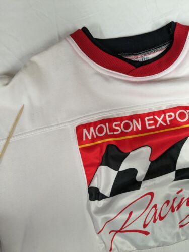 Vintage Molson Export Racing Sweatshirt Crewneck Size Large White Beer Promo