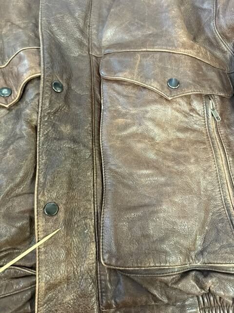 Vintage Berman's Leather Bomber Jacket Size Medium Brown