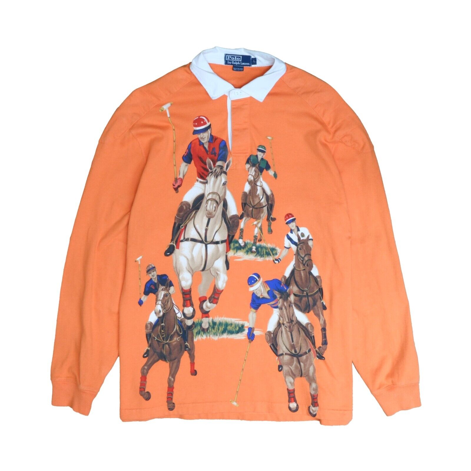 Black polo shirt with orange outlet horse