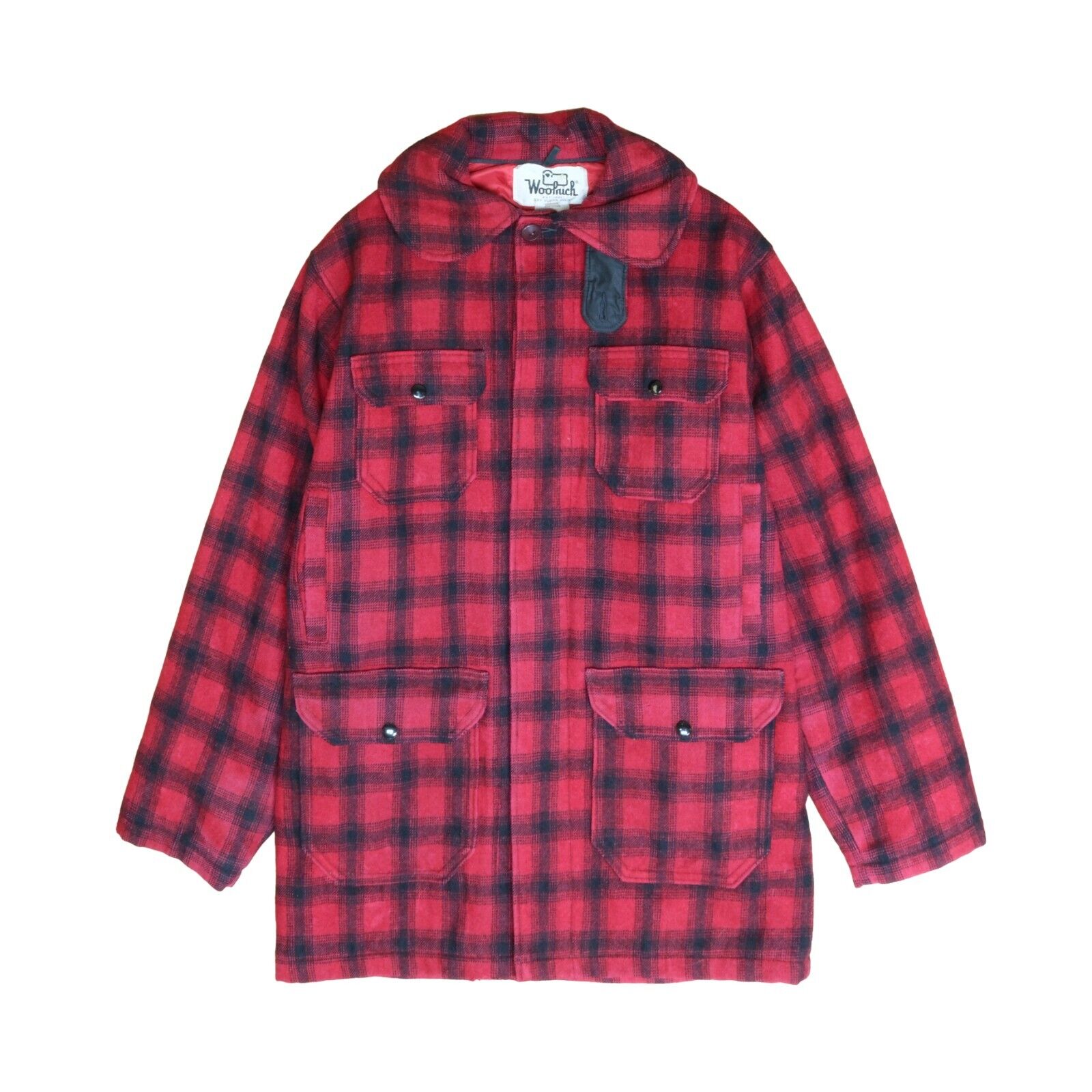 Vintage Woolrich Wool Hunting Coat Jacket Size 40 Red Plaid 70s