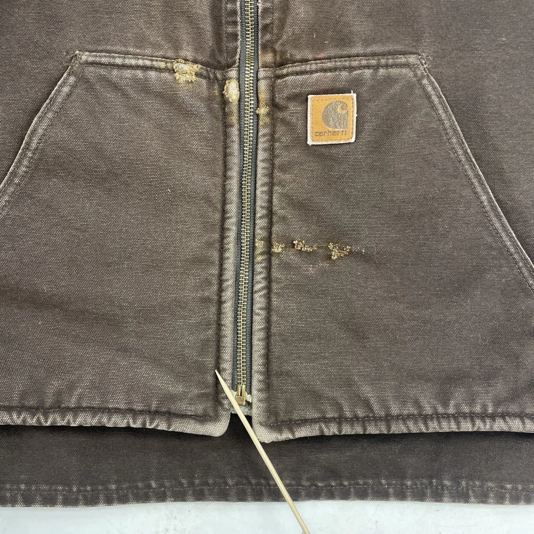 Carhartt Canvas Work Vest Jacket Size 2XL Brown Sherpa Lined