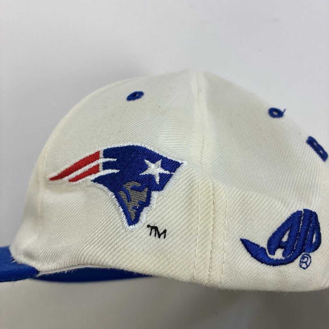 Vintage New England Patriots Drew Bledsoe AJD Wool Snapback Cap Hat OSFA NFL