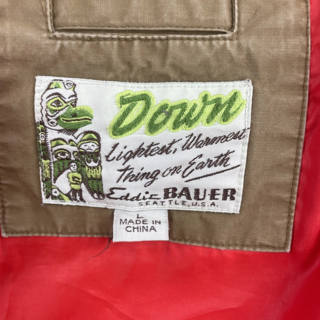 Vintage Eddie Bauer Quilted Down Parka Coat Jacket Size Large Brown