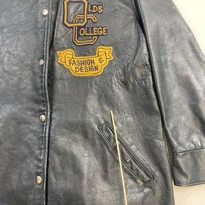 Vintage Olds College Fashion & Design Leather Varsity Jacket Size 40R