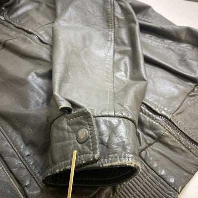 Vintage Leather Bomber Jacket Size 44 Gray