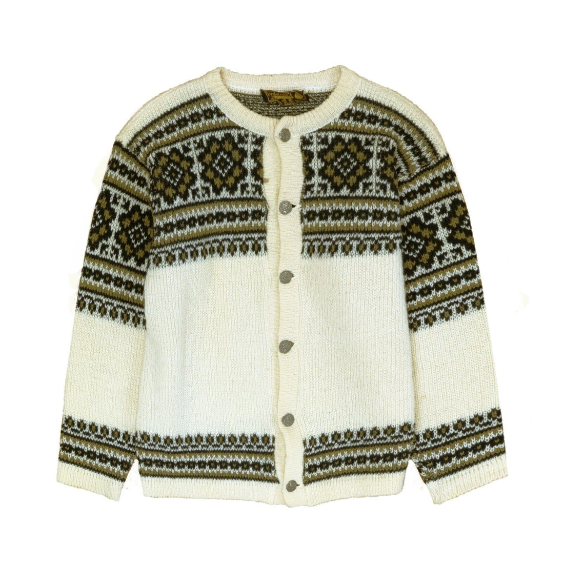 Vintage Nordstrikk Wool Button Up Sweater Size Medium White 90s Made Norway