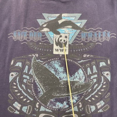 Vintage Save Our Whales Canada WWF T-Shirt Size XL Nature 90s