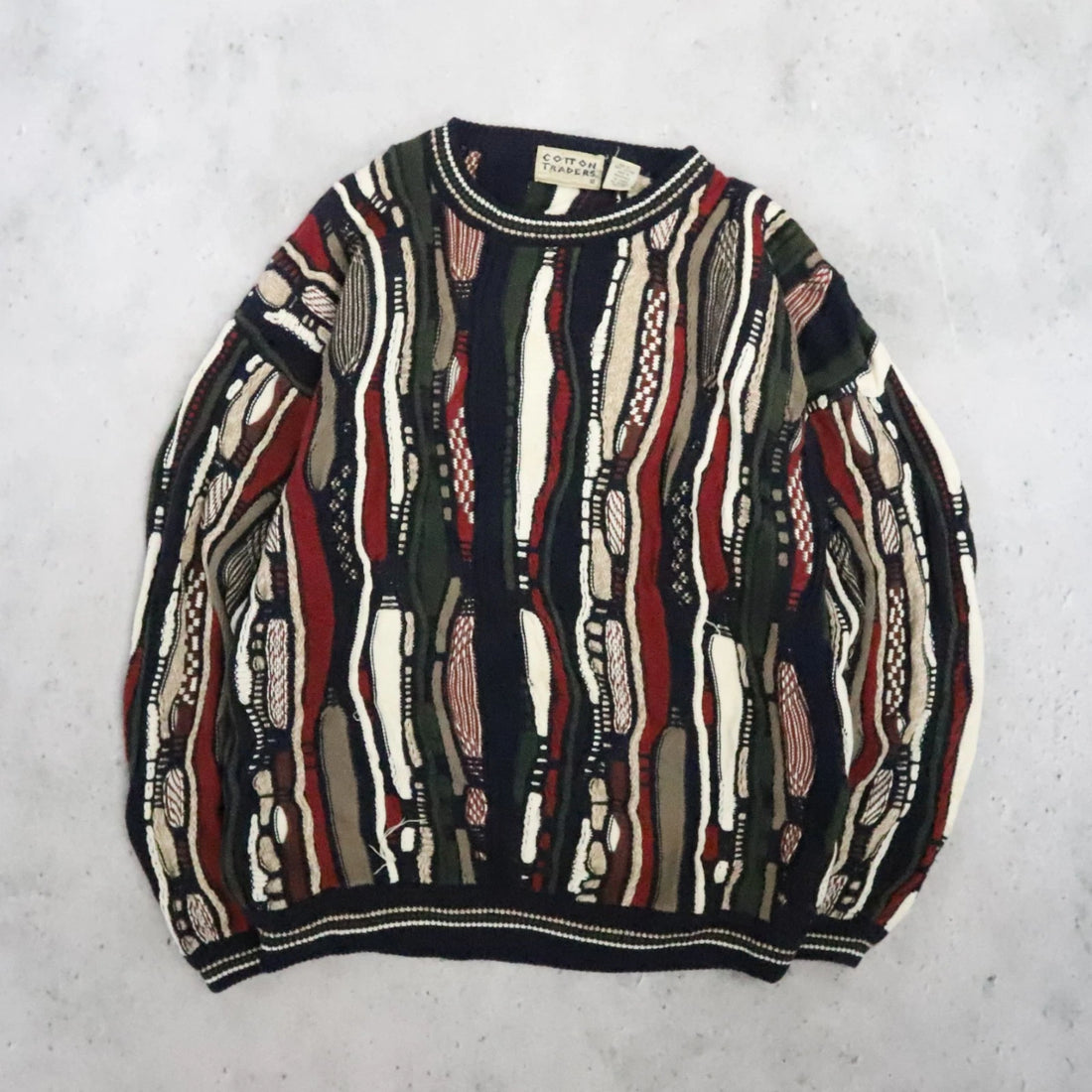 Vintage Cotton Traders 3D Knit Crewneck Sweater Size Large