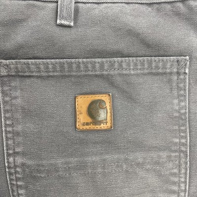 Vintage Carhartt Canvas Carpenter Work Pants Size 38 X 31 Gray Flannel Lined