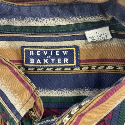 Vintage Review Baxter Western Aztec Button Up Shirt Size Large