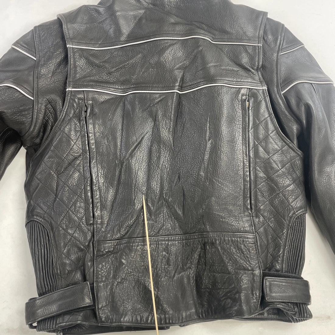 Wilsons Leather Cafe Racer Motorcycle Jacket Size Medium Black