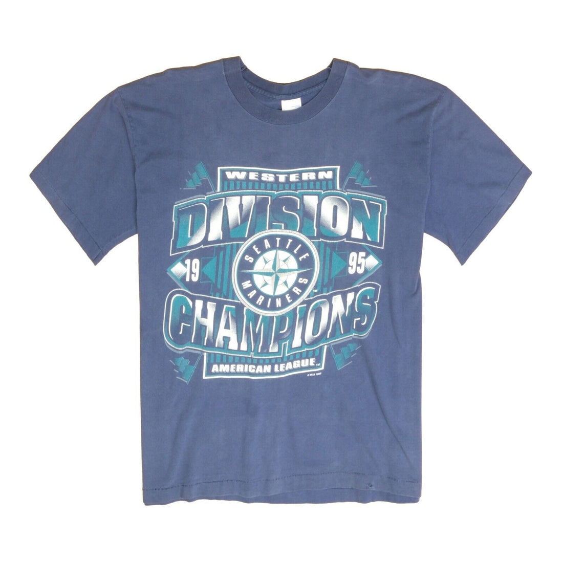 Vintage Seattle Mariners Western Division Champs T-Shirt Size Large 1995 90s MLB
