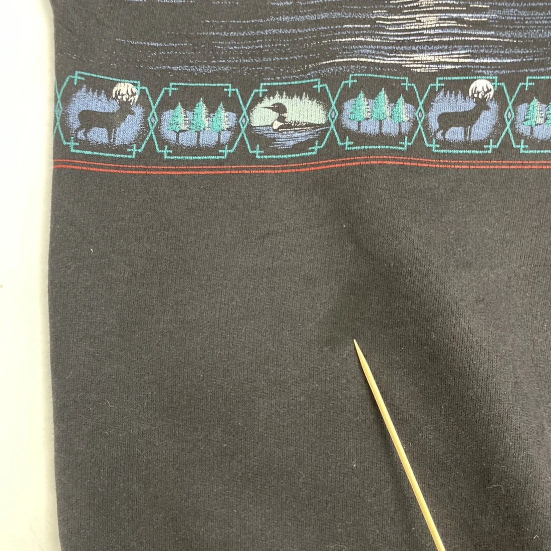 Vintage Loon Moose Forest Lake Crewneck Sweatshirt Large Nature All Over Print