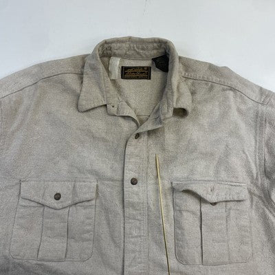 Vintage Eddie Bauer Button Up Shirt Size Large Beige