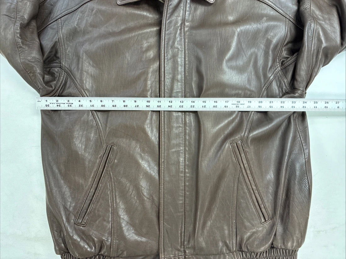 Croft & Barrow Leather Bomber Jacket Size Large Tall Brown