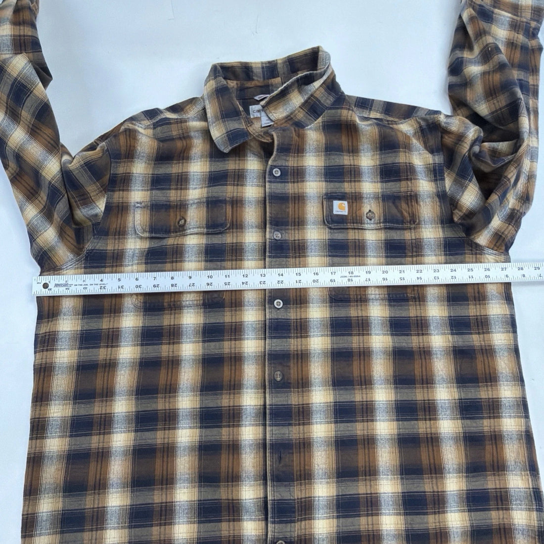 Carhartt Button Up Shirt Size XL Brown Plaid