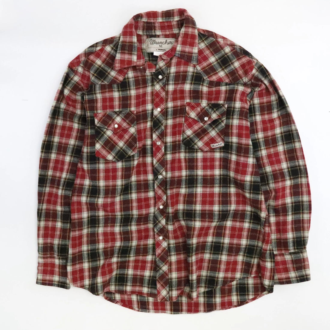 Wrangler Wrancher Western Pearl Snap Shirt Size XL Red Plaid