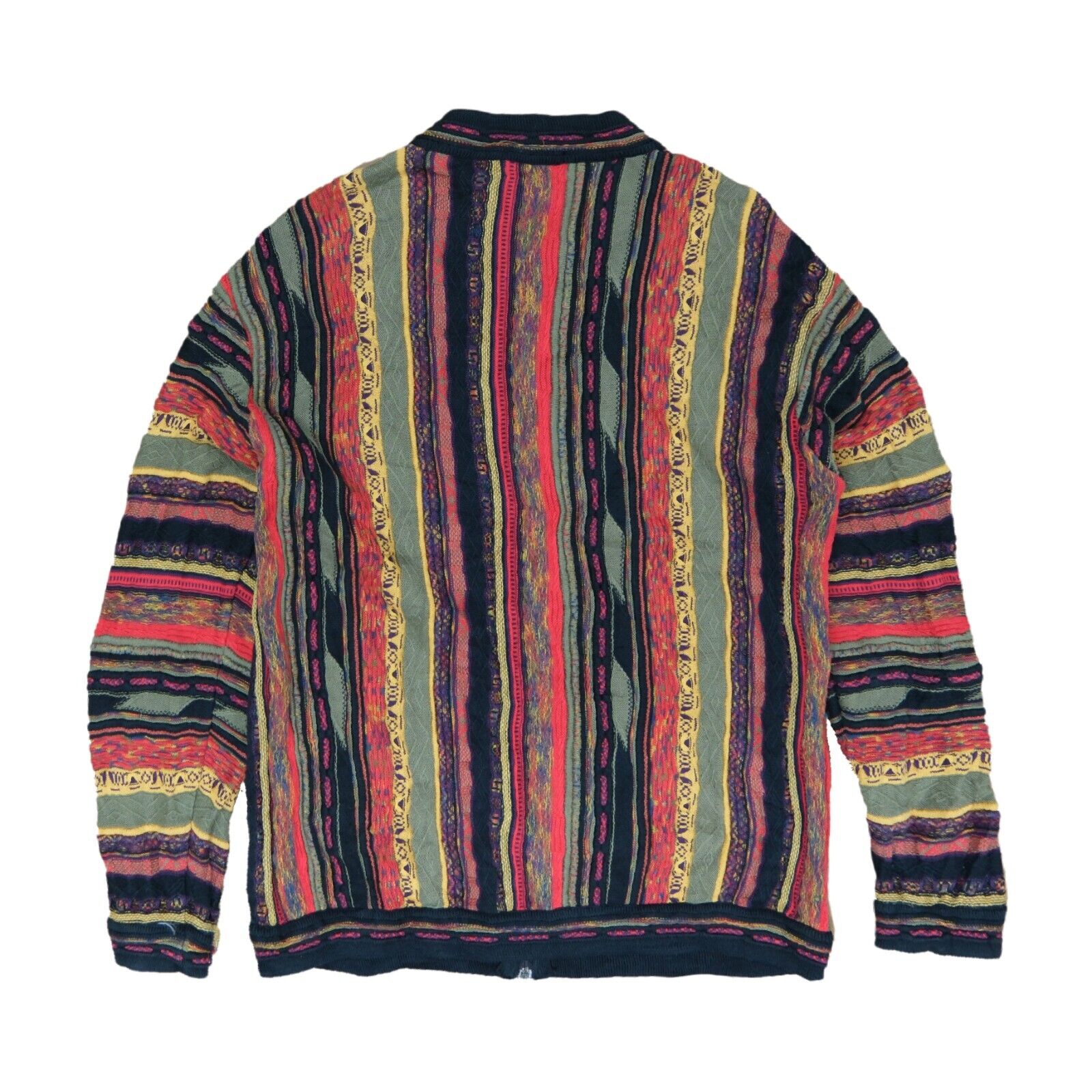 Vintage Silana 3D Knit Cardigan Sweater Size XL Full Zip Coogi