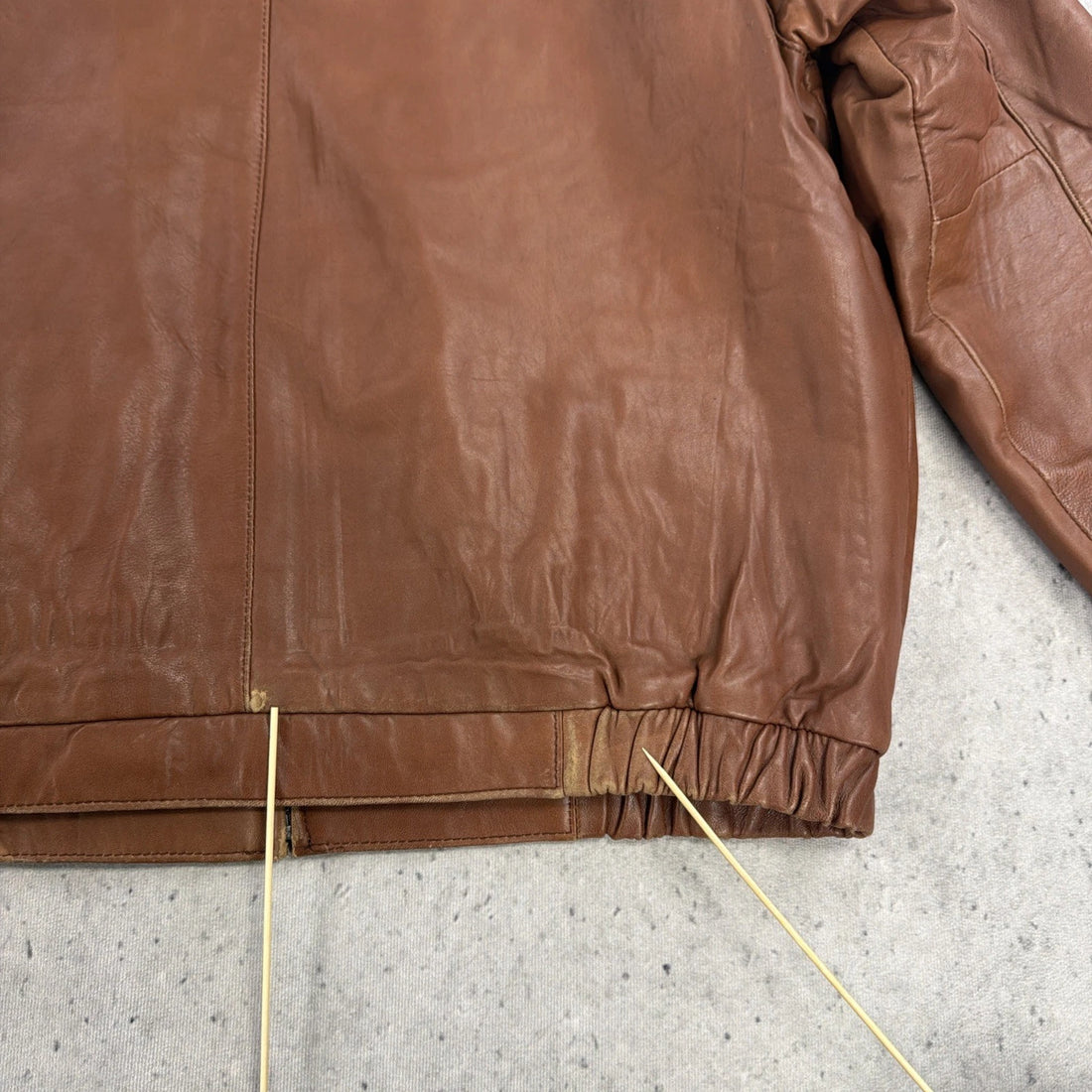 Vintage Izod Leather Bomber Jacket Size Large