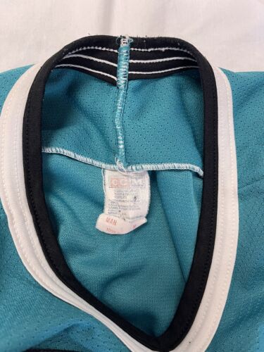Vintage San Jose Sharks CCM Maska Hockey Jersey Size Medium Teal 90s NHL