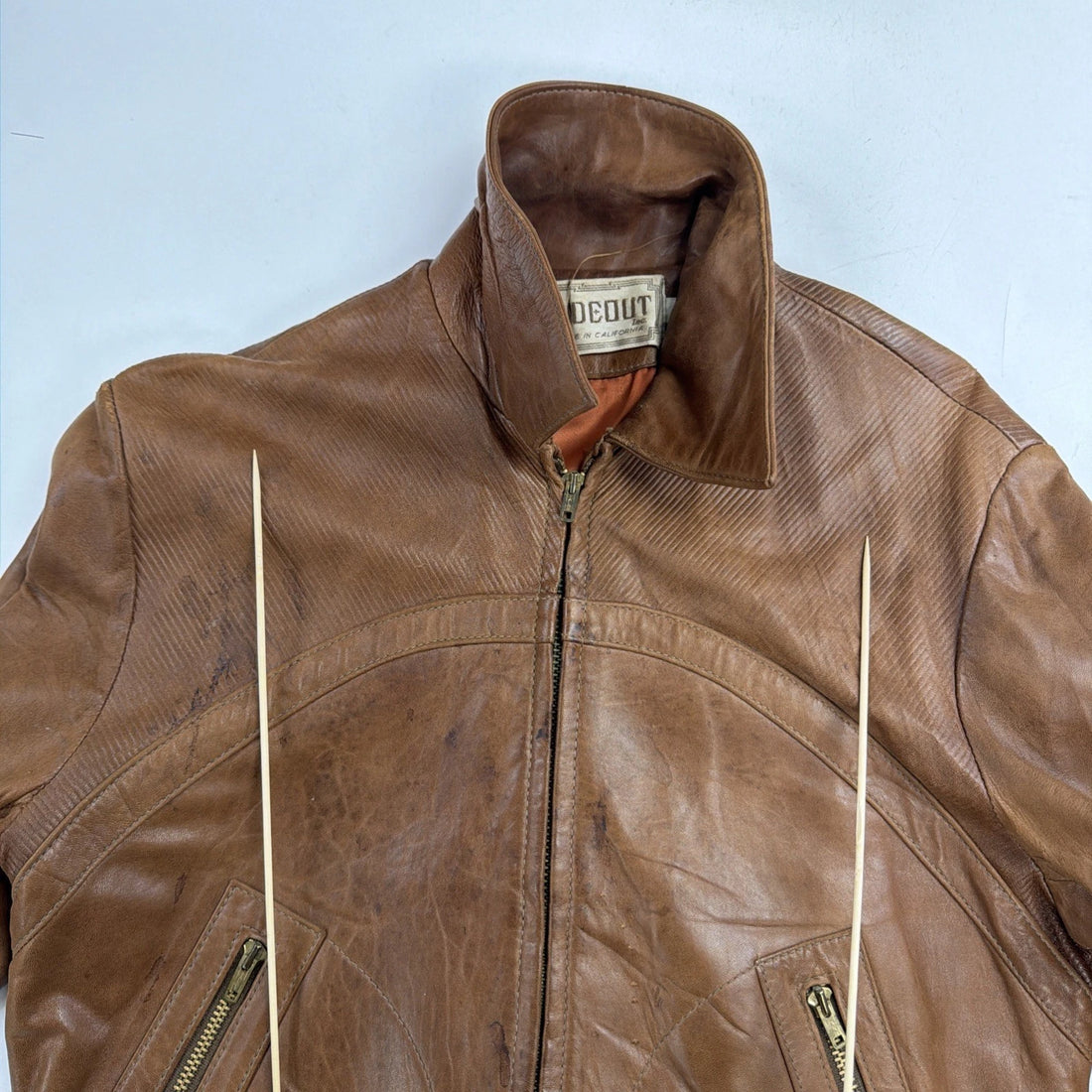 Vintage Hideout Leather Jacket Size 40 Brown Talon Zip 1950s 50s