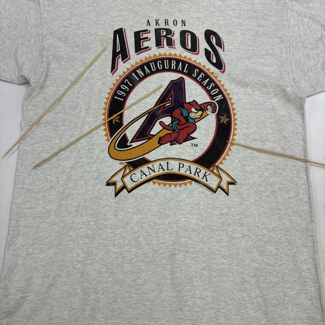 Vintage Akron Aeros 1997 Inaugural Season T-Shirt Size XL 90s MiLB