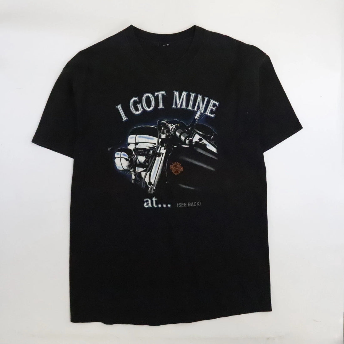 Vintage Harley Davidson Motorcycles Who Left The Hogs Out I Got Mine T-Shirt XL
