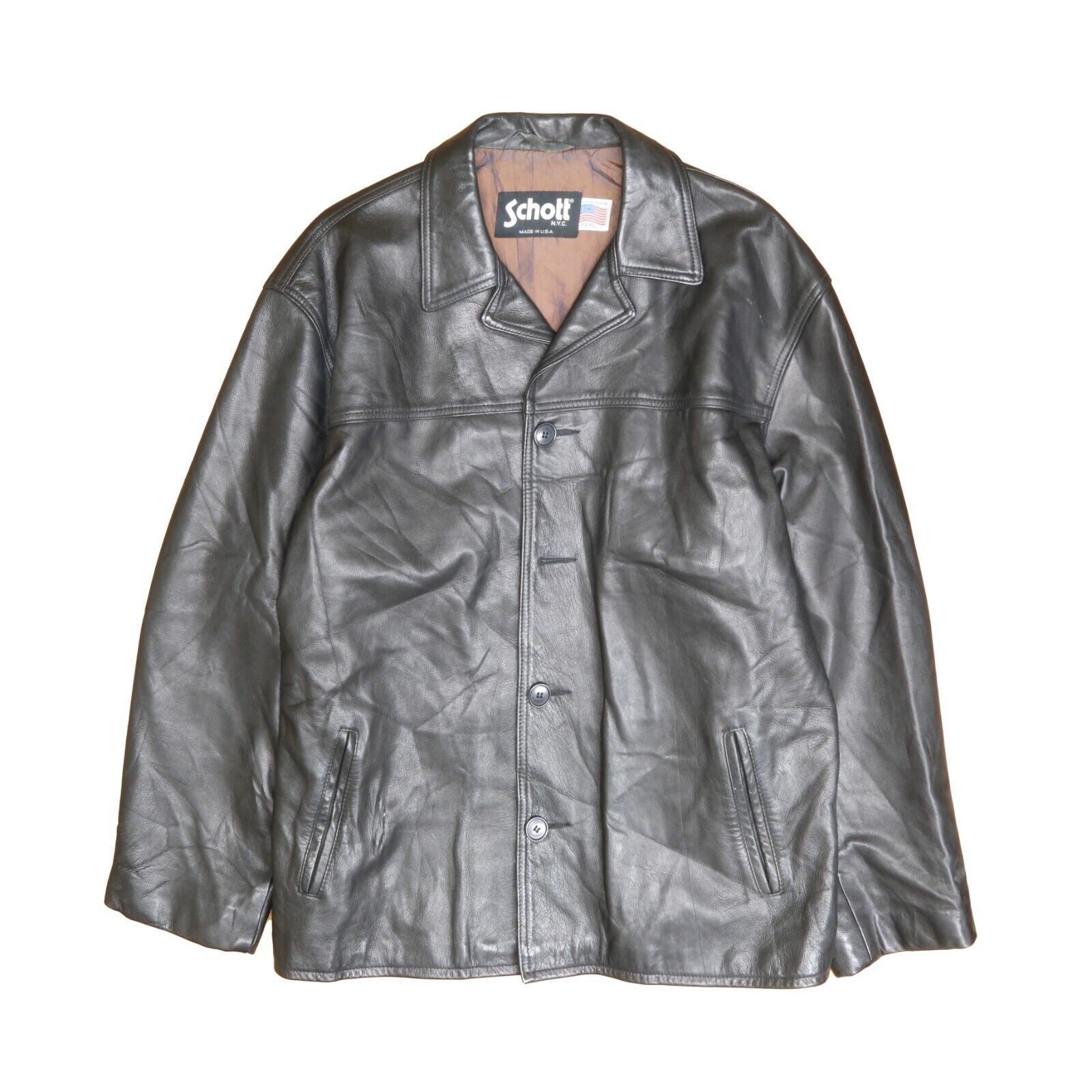 Vintage Schott NYC Leather Coat Jacket Size 3XL Made USA 90s