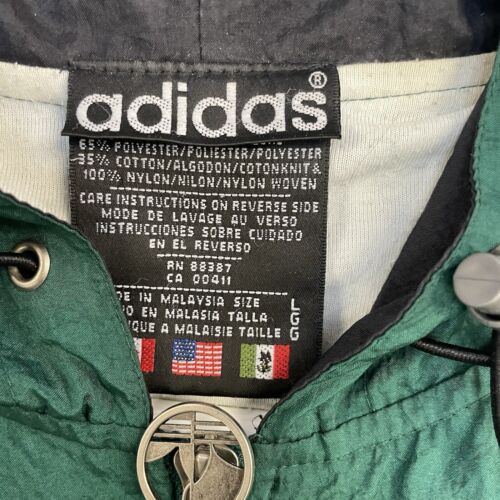 Vintage Adidas Windbreaker Light Jacket Size Large Green