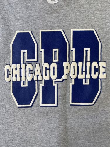 Vintage Chicago Police CPD Crewneck Sweatshirt Size Large Puff Print