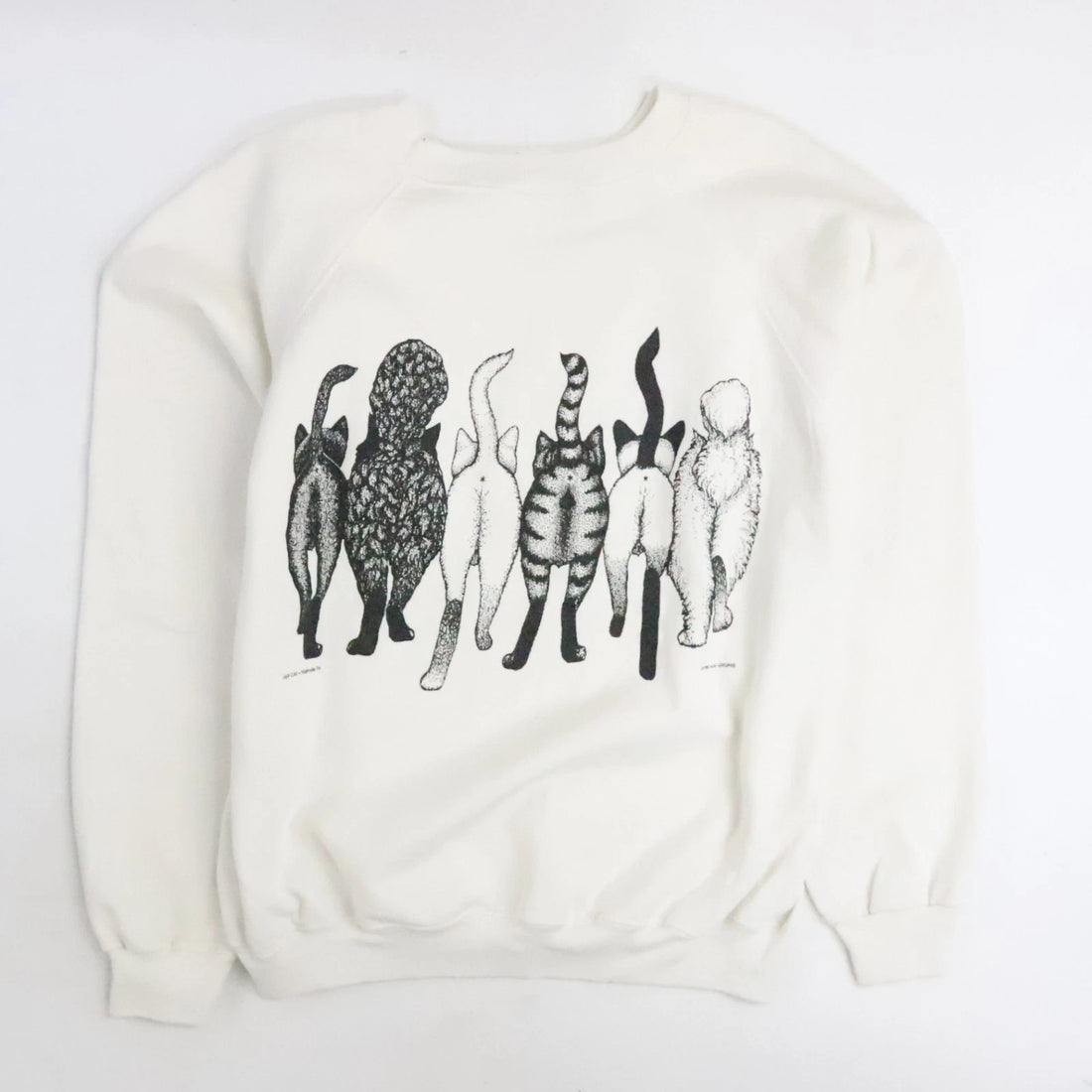 Vintage Cat Double Sided Crewneck Sweatshirt Size XL 80s