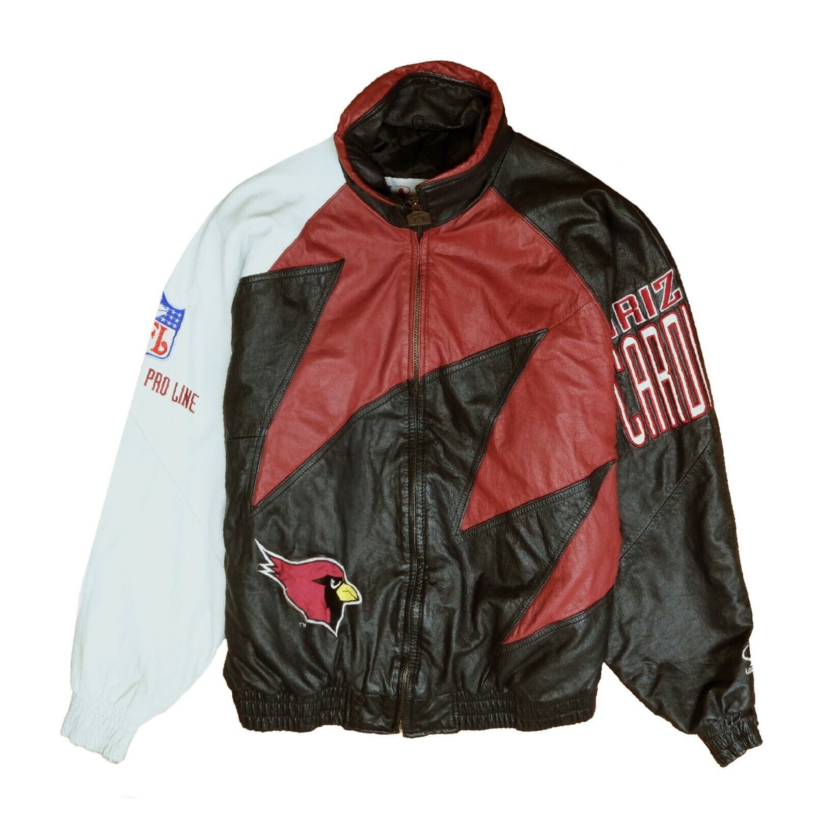 Vintage Arizona Cardinals Logo Athletic Leather Sharktooth Bomber Jacket  Size XL