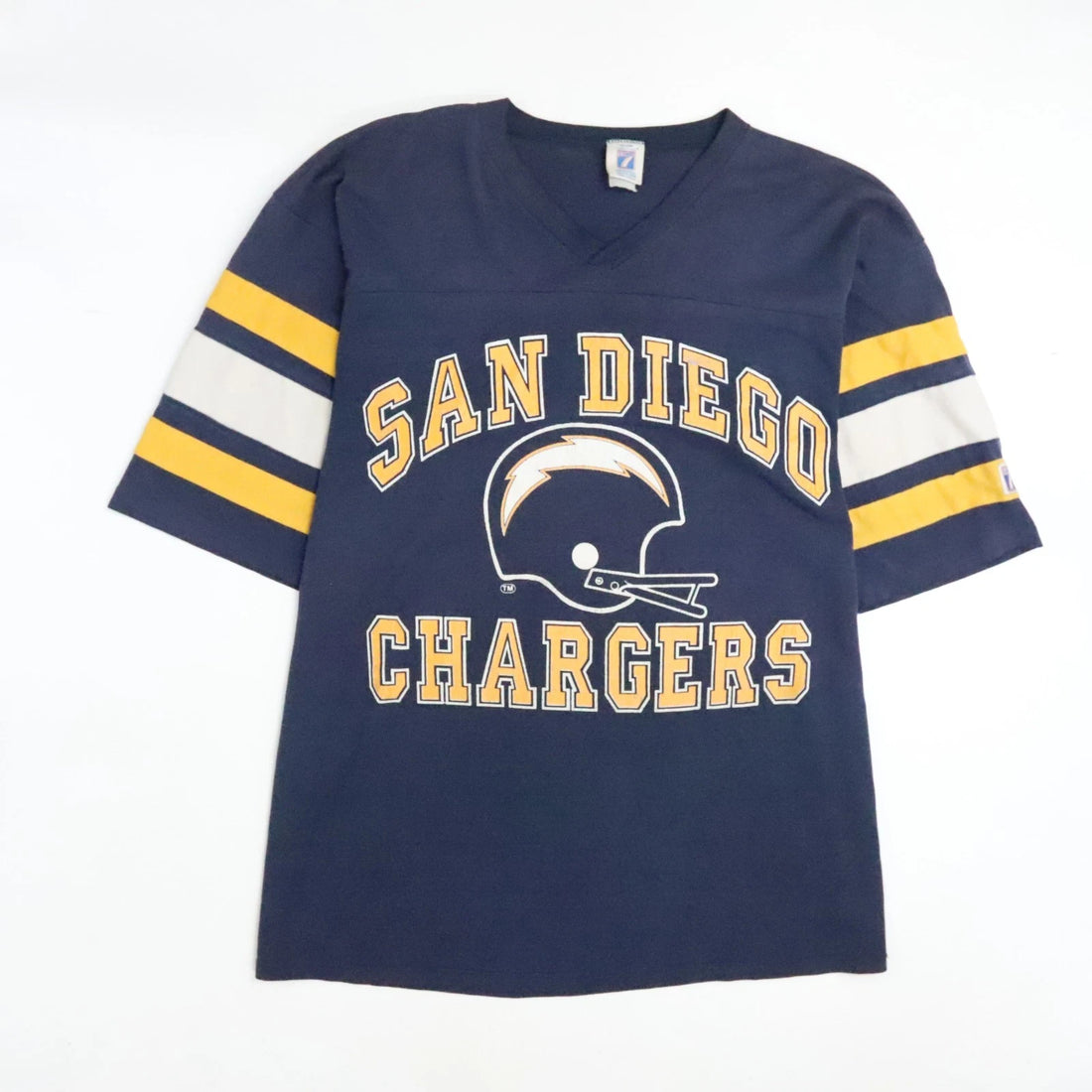 Vintage San Diego Chargers Logo 7 Raglan Jersey T-Shirt Size XL