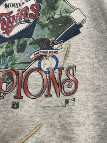 Vintage Minnesota Twins AL Championship Crewneck Sweatshirt Size XL 1991 90s MLB