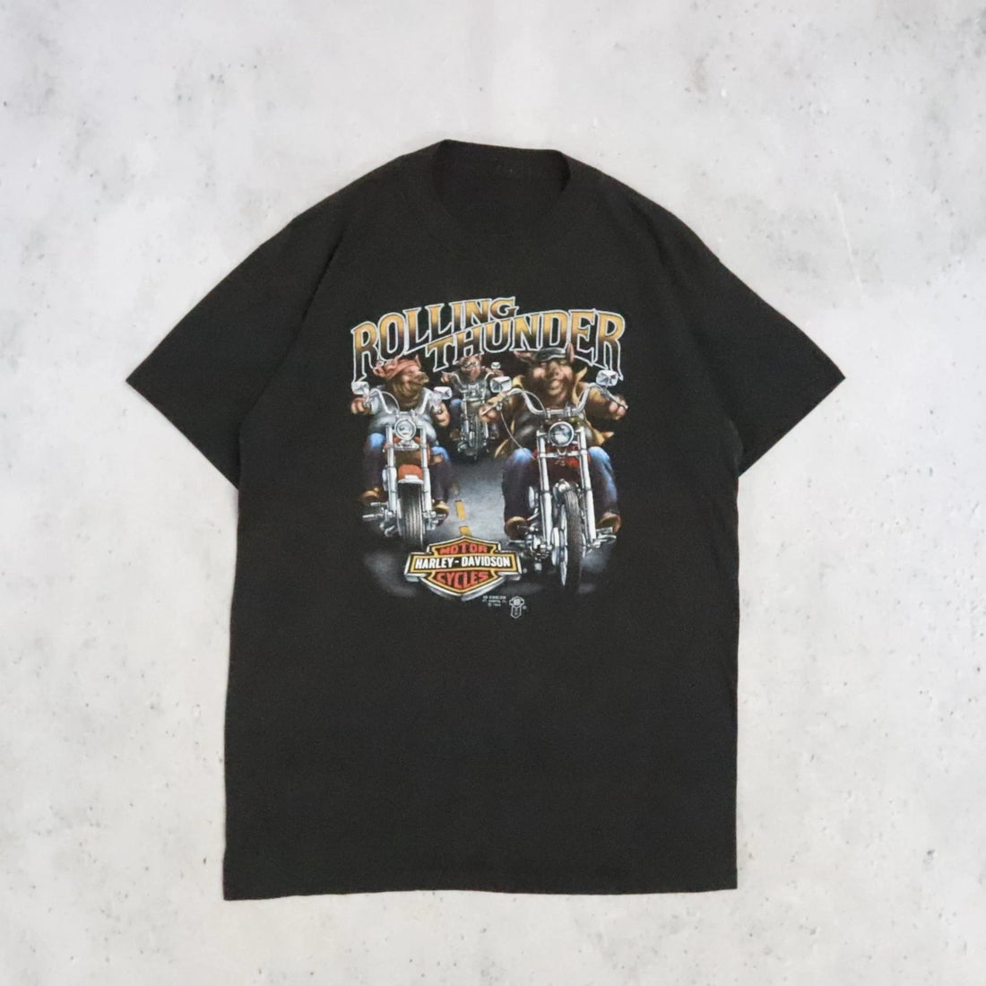 Vintage 3D Emblem Harley Davidson Rolling Thunder T-Shirt Size Large 1988 80s
