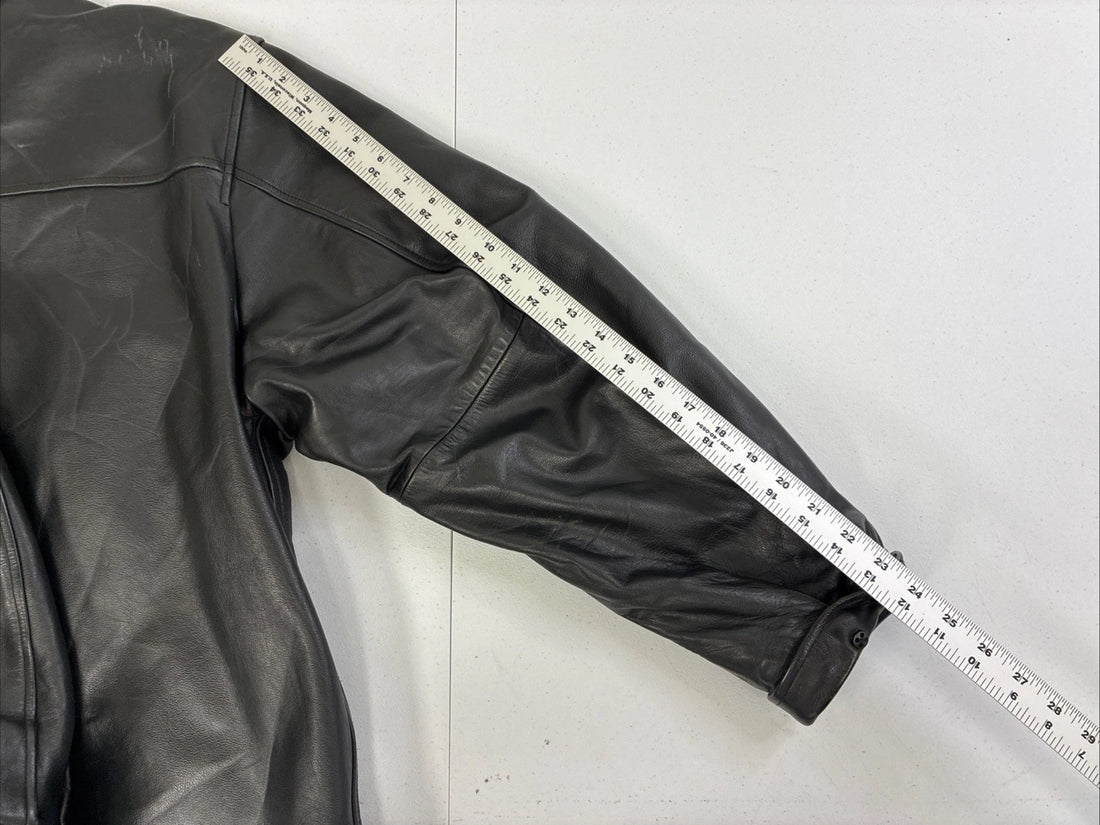 Vintage Gap Leather Coat Jacket Size Large Black