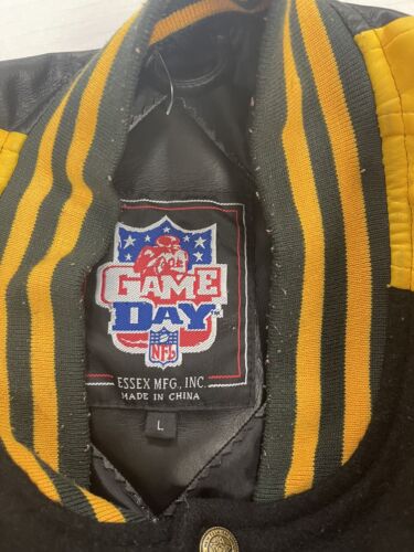 Pittsburgh Steelers Faux Leather Wool Varsity Jacket Size Large NFL