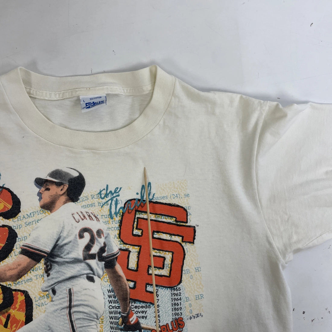 Vintage San Francisco Giants Will Clark Salem T-Shirt Size Large 90s MLB