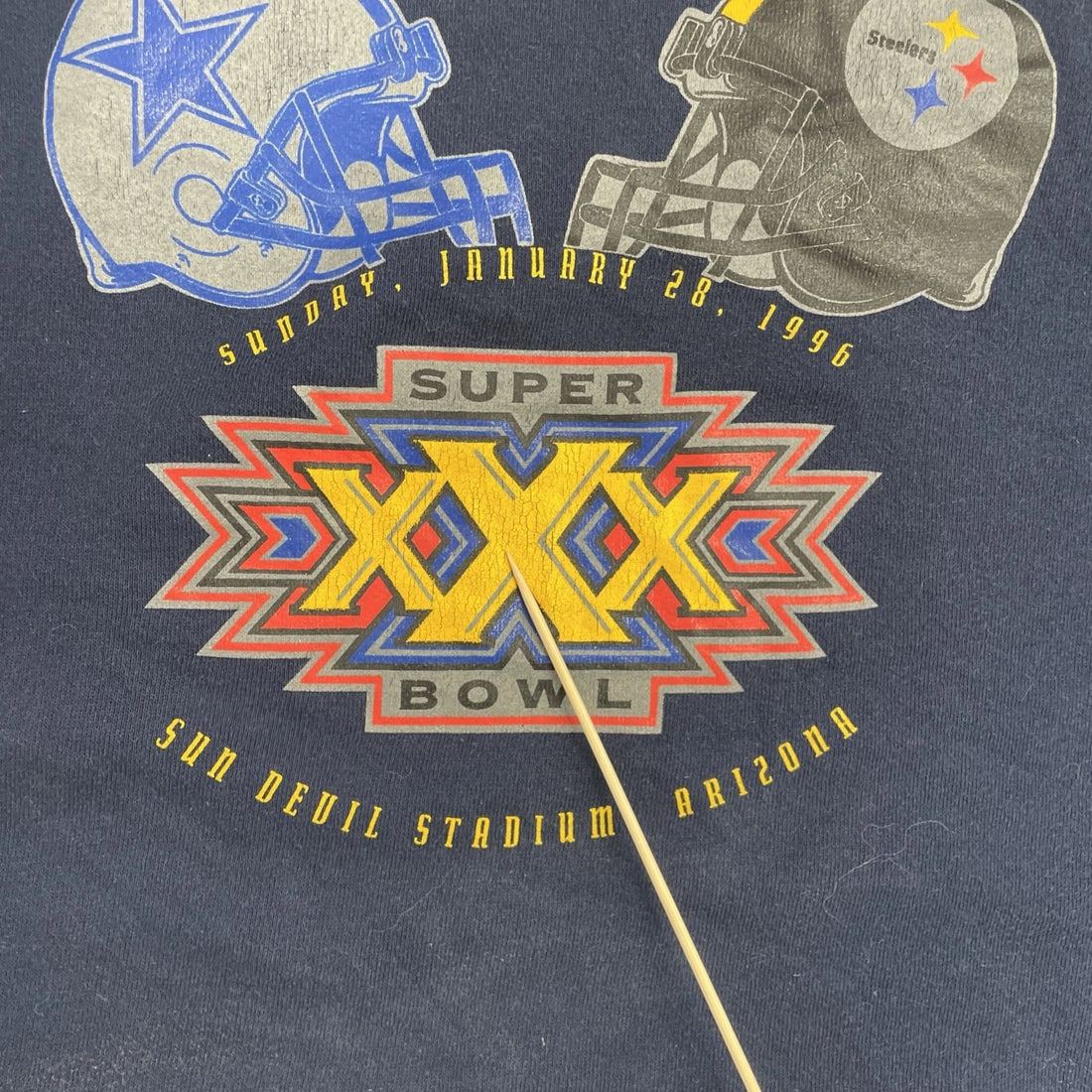 Vintage Cowboys Steelers Super Bowl XXX Sweatshirt Crewneck 2XL 1996 90s NFL