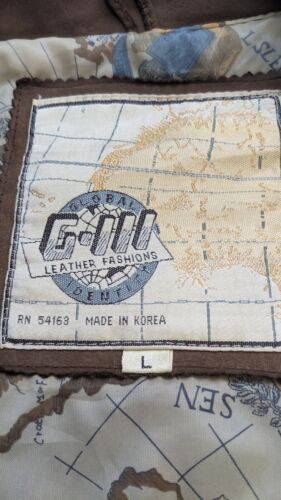 Vintage G-III Leather Bomber Jacket Size Large Map Lining